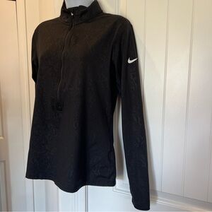Nike Women's Black snakeskin 1/2 zip pullover running with thumb holes